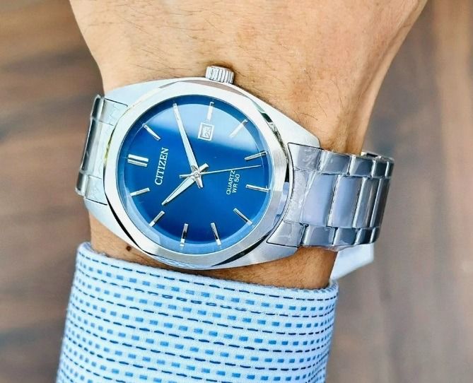 Citizen BI5110 54L Blue Analog Stainless Steel Quartz Date Men s Casual Watch BI5110 Men s Fashion Watches Accessories Watches on Carousell
