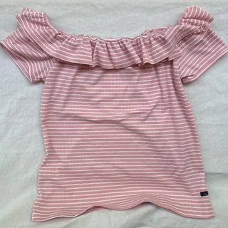Classy Ribbed Knit Lettuce Pastel Pink Off Shoulder Top (WELL LOVED)