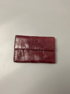 Coach purple red leather bifold wallet