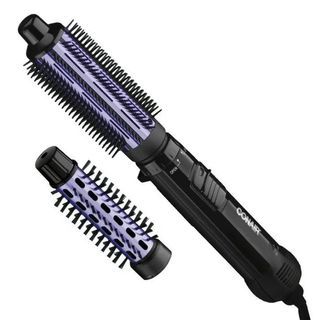 CONAIR volume 2 in 1 w1.5” Curling Brush and 1” Bristle Hot Hair Brush Dryer Wavy Volume Styling Brush Black and Purple