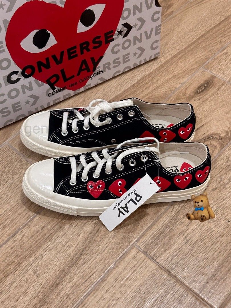 Converse x CDG Play Multi Heart Mens Size 10 Black Chuck Taylor Comme Des Garcons