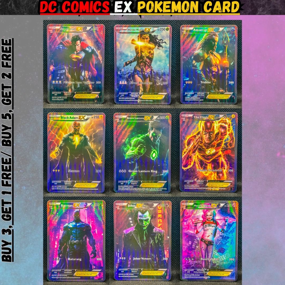 DC Comics EX Pokemon Cards (Superman, Wonder Woman, Batman, Joker, Harley  Quinn etc), Hobbies & Toys, Toys & Games on Carousell
