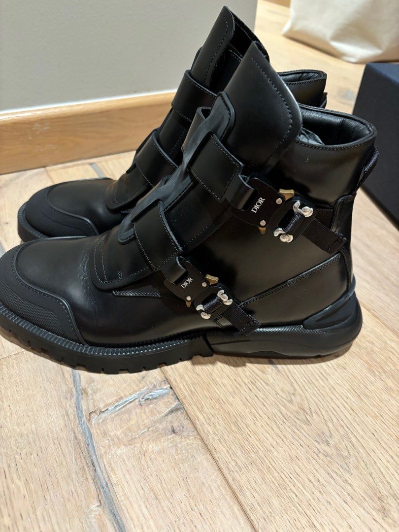 dior buckle combat boots