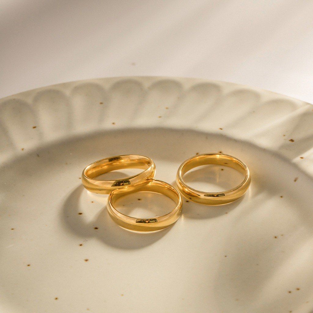 Everyday Stack Gold Ring (Category: Rings) located in Singapore. Submitted by weekendxproject (Listing ID 1301371066, Image 3). Description: Brand new Great for stacking with other rings Made of stainless steel Comes in US size 6-8 $26 each Inclusive of complimentary mail.