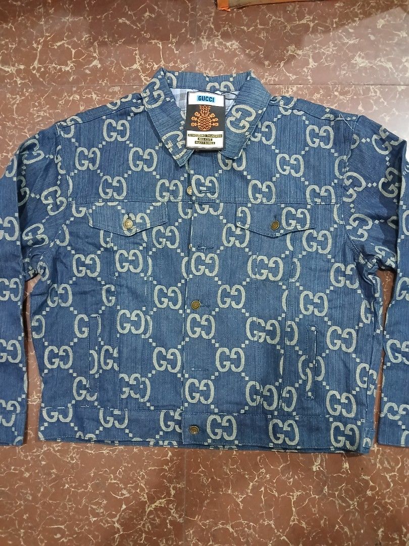 gucci denim big mono jacket Men s Fashion Coats Jackets and Outerwear on Carousell