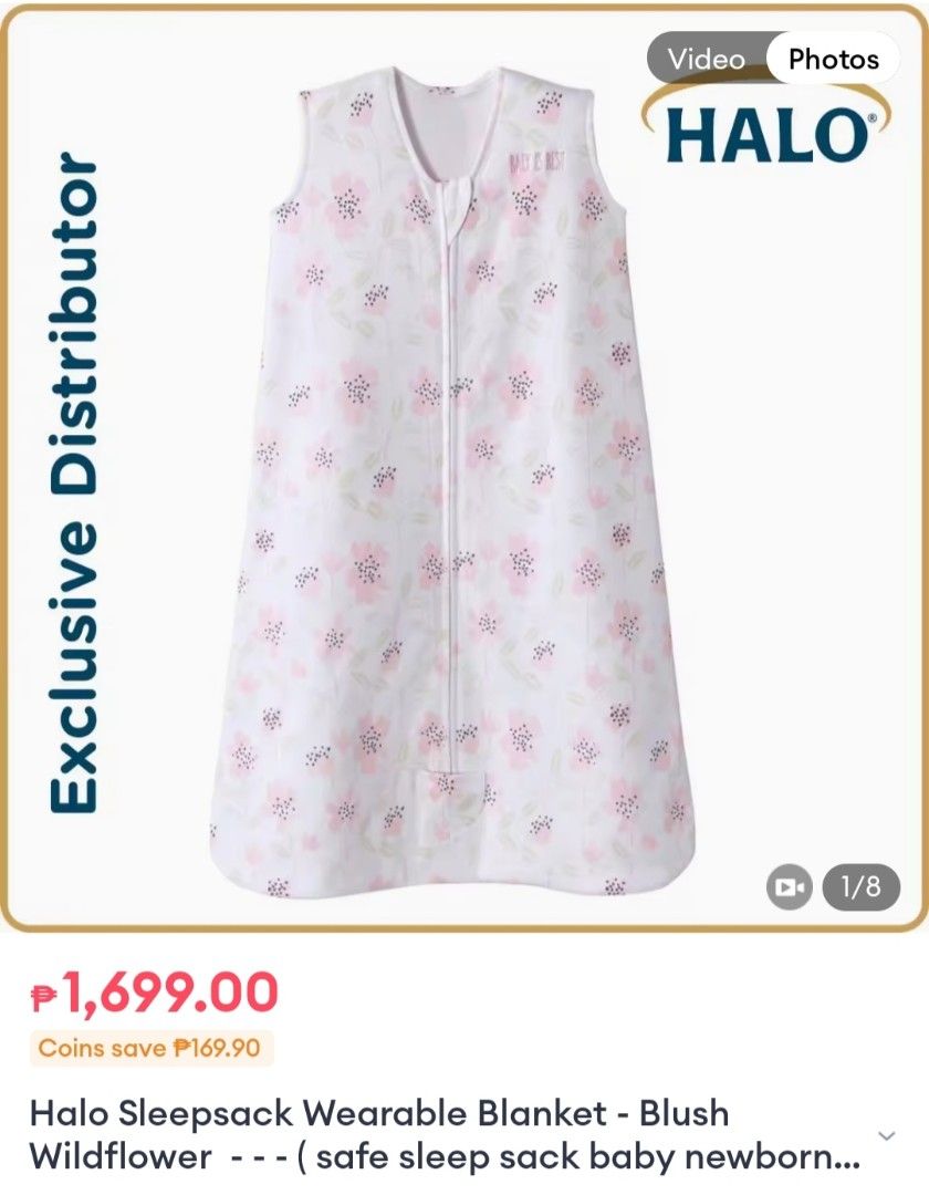 Halo Sleepsack Wearable Blanket Blush Wildflower XL 18 24mos Babies Kids Babies Kids Fashion on Carousell