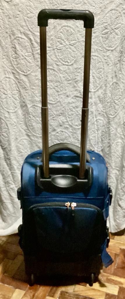 Dejuno 28" Lightweight Denim Drop Bottom Rolling Duffel Bag - Burgundy