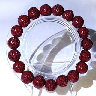 HQ CINNABAR WITH MANTRA NATURAL STONE CRYSTAL BRACELET