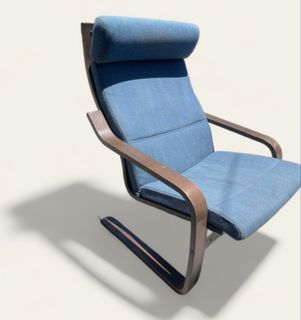 Ikea poang chair, brown, hillared dark blue