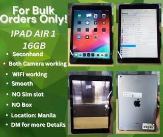 IPAD AIR 1 16GB WIFI ONLY. FOR BULK ORDERS ONLY.