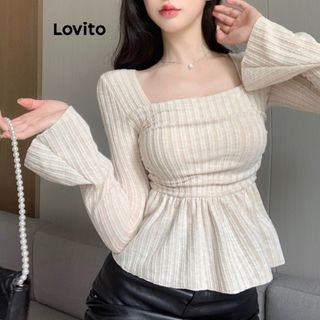 Knitted square-neck long sleeved top (size S)