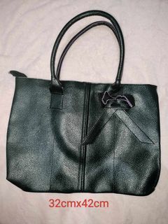 leather shoulder tote bag black