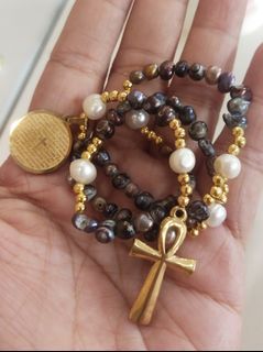 Made in Vatican Rome freshwater pearls St Benedict protection rosary