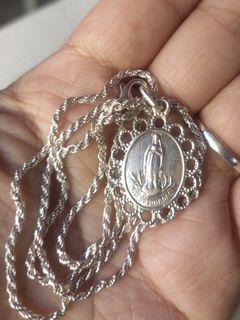 Made in Vatican Rome Lourdes with St. Christoper pendant Sterling 925 necklace