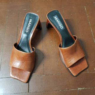 Mango mule leather heels