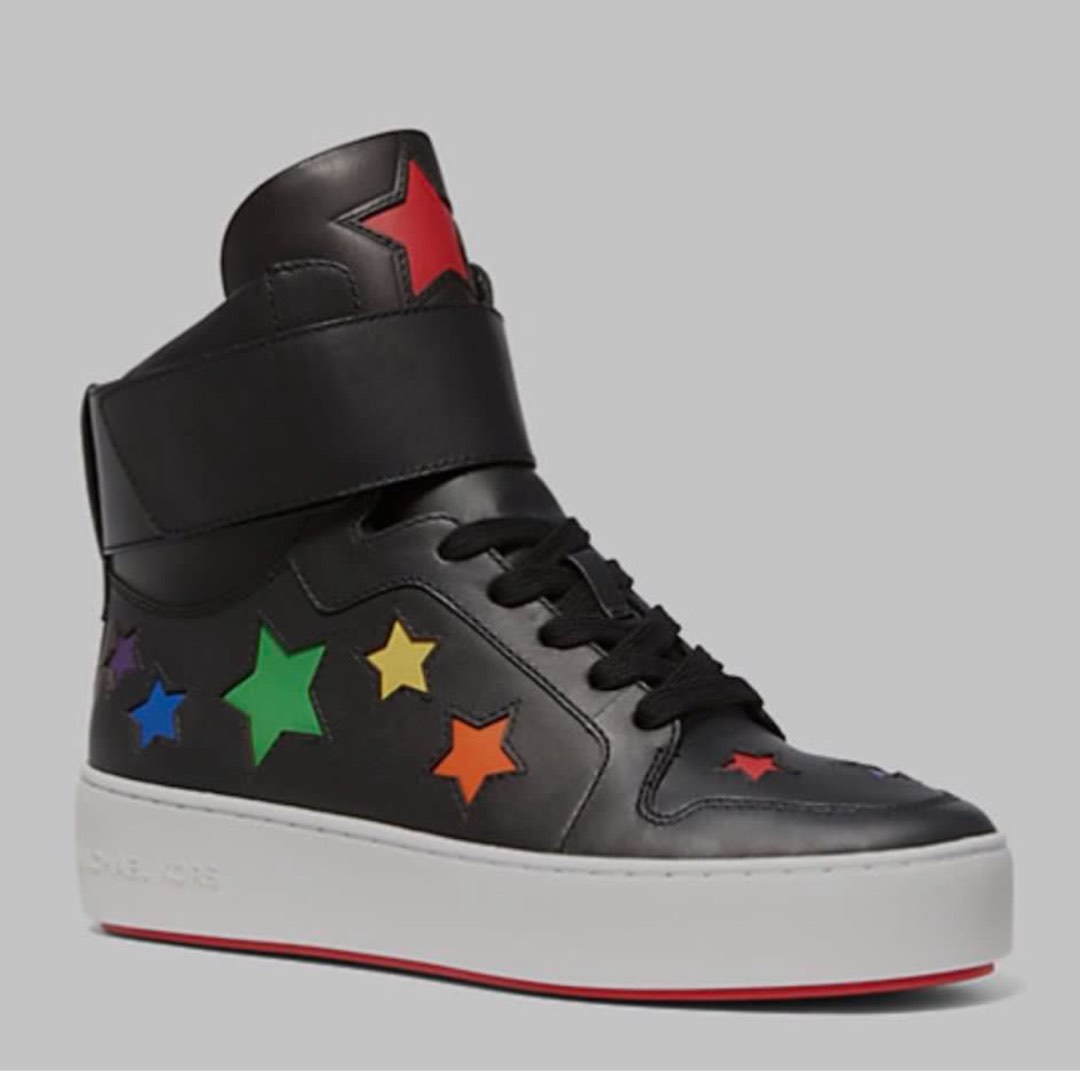 Michael Kors Trent Star Cutout Leather High Top Sneakers 7 US Women s Fashion Footwear Sneakers on Carousell