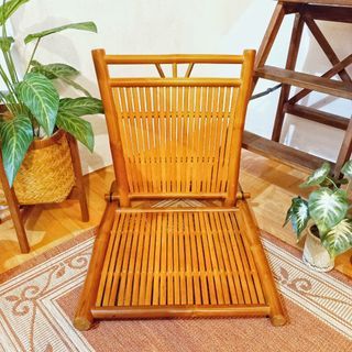 Midcentury modern solid bamboo portable folding chair lazy chair picnic beach chair