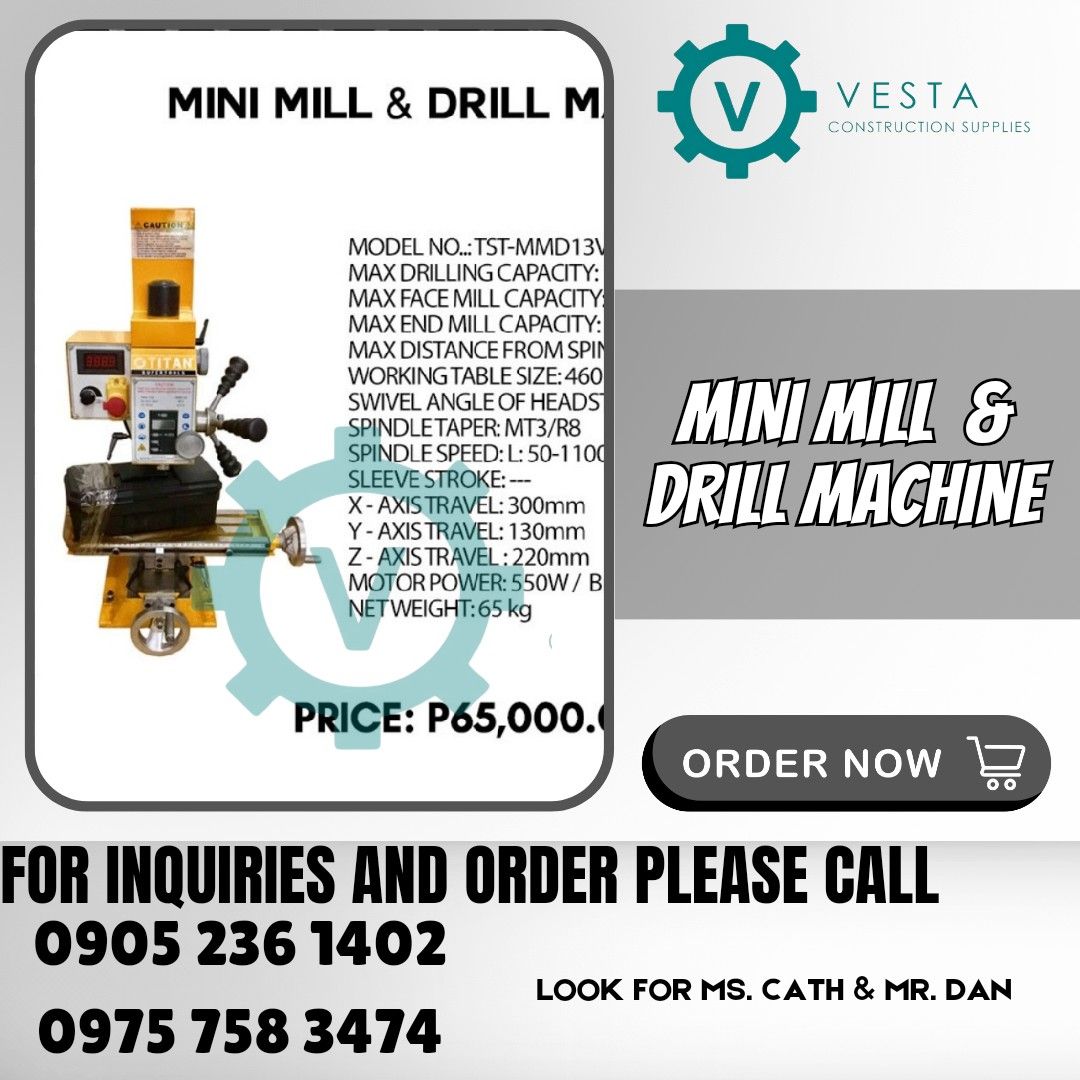 MINI MILL AND DRILL MACHINE (Category: Construction Tools & Equipment) located in Manila. Submitted by cathvesta_sales (Listing ID 1301318363, Image 1). Description: .