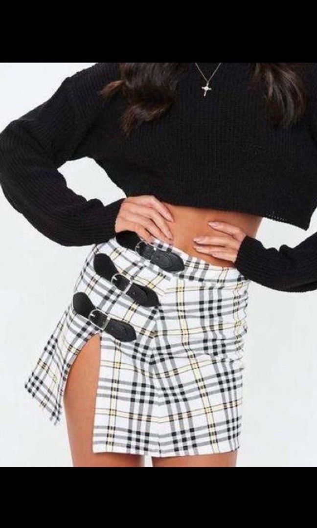 Missguided checkered plaid yellow black mini skirt Women s Fashion Bottoms Skirts on Carousell