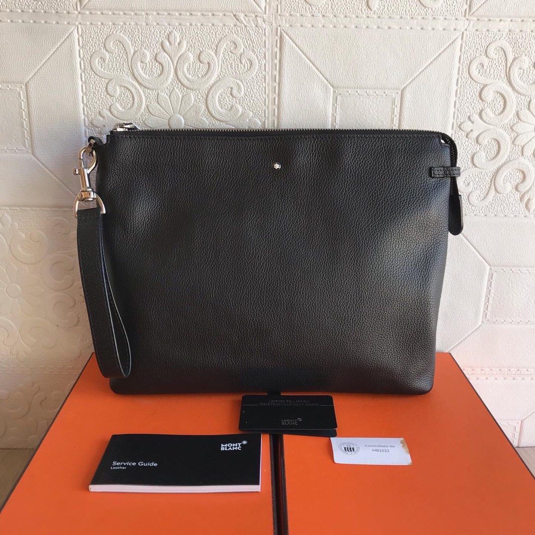 MONTBLANC 💯 Full leather Black Wristlet Clutch Men’s