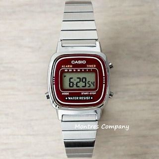 Montres Company 香港註冊公司(32年老店) 卡西歐 CASIO 不鏽鋼錶帶 不鏽鋼 LA670 LA670WA LA670WA-4 LA-670 LA-670WA LA-670WA-4 復古風 酒紅色 五款色有現貨64227015849729110