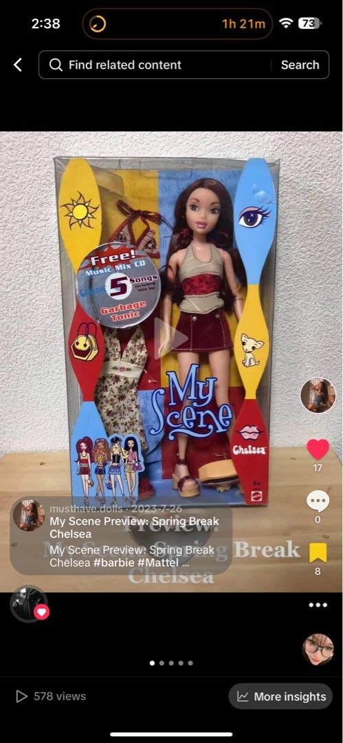 My Scene Chelsea Spring Break NRFB (Category: Designer & Blind Box Toys) located in Rizal. Submitted by musthavedolls (Listing ID 1301361424, Image 1). Description: From collection Bought in Japan Upper part of the box is damaged Nrfb.