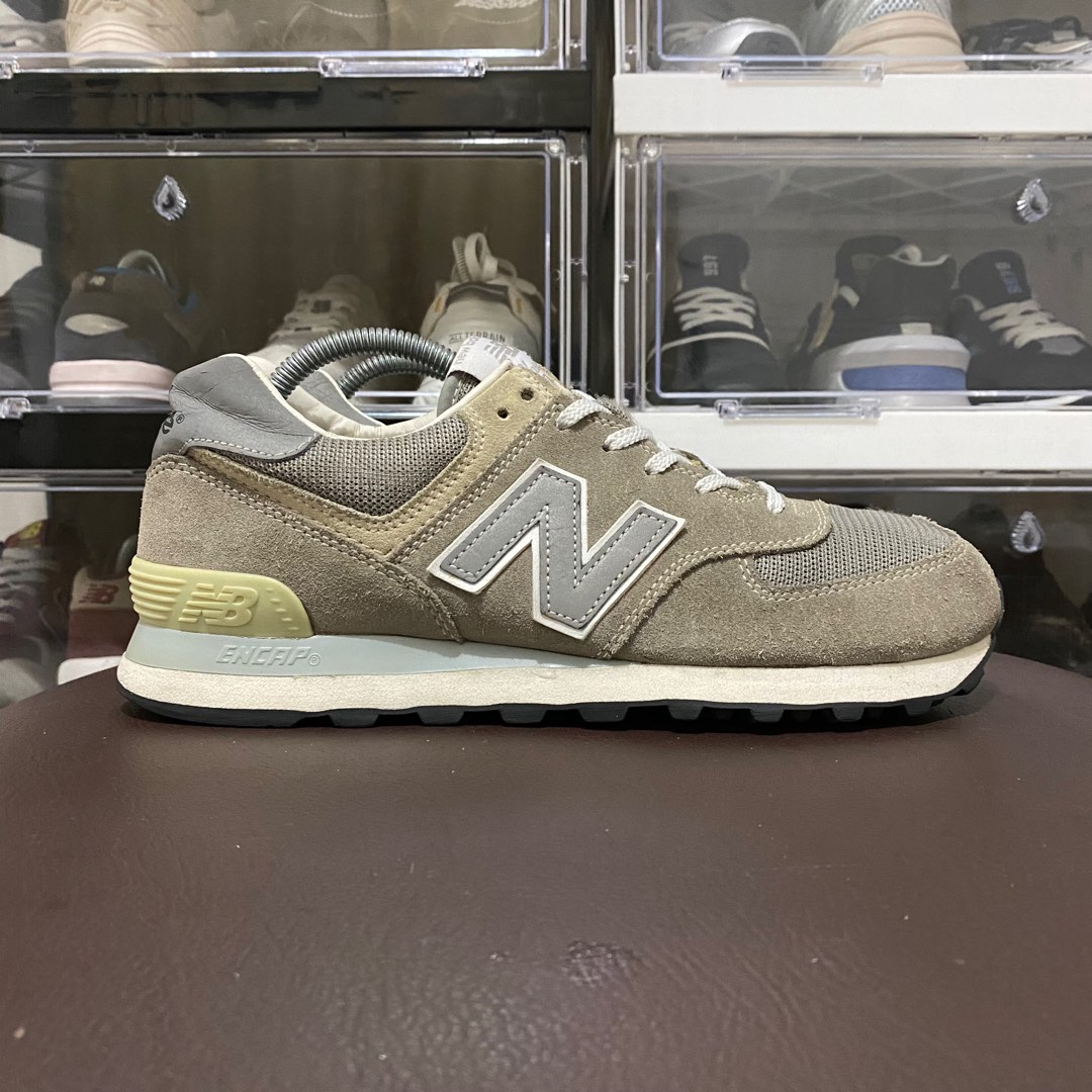 New Balance 574 Classic Evergreen Grey Reflective, Fesyen Pria