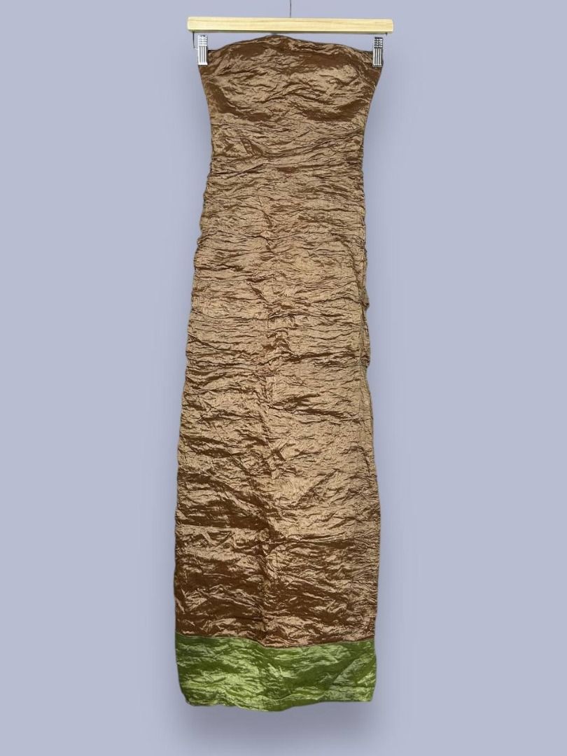 Nicole Miller metallic gold crinkle floor length strapless mermaid gown dress XS Women s Fashion Dresses Sets Evening dresses gowns on Carousell