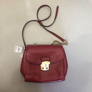 NWT Coach Small Patent Crossgrain Leather Avary Cross Body Bag Ruby