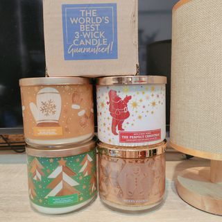 Original Bath & Body Works 3 wick Scented Candle Merry Mistletoe/ Merry Cookie