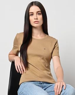 ORIGINAL TOMMY HILFIGER  Organic cotton Linen Brown Shirt