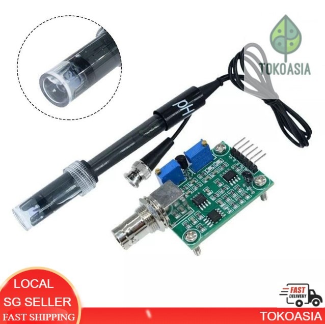 pH Sensor electrode probe (BNC) + PH Value Detect reading Module ...