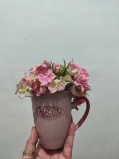 pink flower vase cup