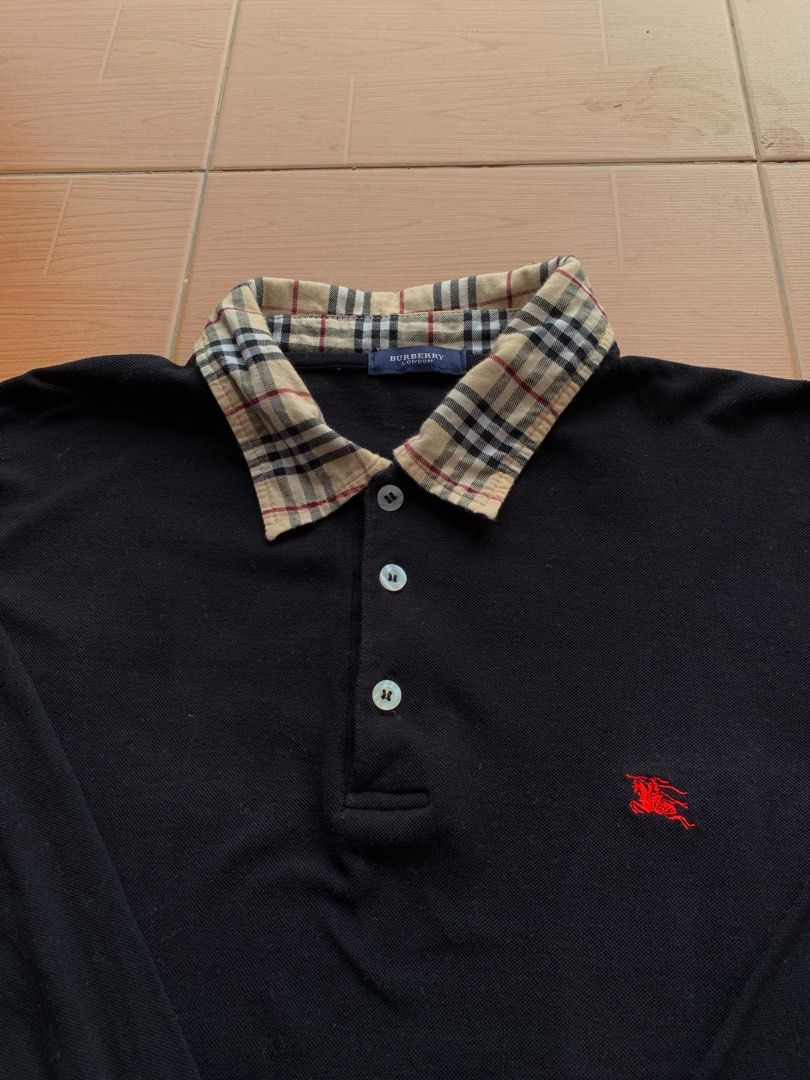Burberry black long sleeve polo sales