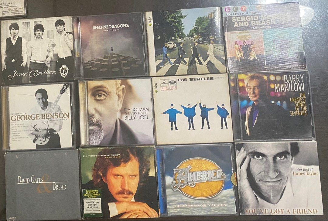 Popular CD Albums Limited Editions (Category: CDs & DVDs) located in Quezon City. Submitted by francesco25 (Listing ID 1301324383, Image 1). Description: Prices: James taylor- 700 David and Gates- 700 Michael frank- 850 America- 500 Jonas brothers- 500 Beatles- 600 Beatles- 600 George benson- 600 Imagine Dragons- 500 Billy Joel- 750 Location- QC but can ship nationwide.