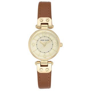 (Preorder) Anne Klein Honey Brown/Gold Leather Strap  Champagne Dial Watch