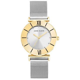 (Preorder) Anne Klein Two Tone Glitter Accented Mesh Bracelet Watch