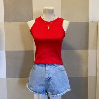 Red Knitted Halter Top
