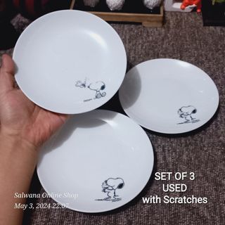 SALE‼️ LSET OF 3 USED LAWSON PEANUTS SNOOPY COLLECTIBLE SAUCERS• JAPAN SURPLUS