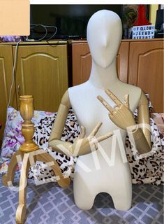 Secondhand Thailand Mannequin with Head and Arms Wood
