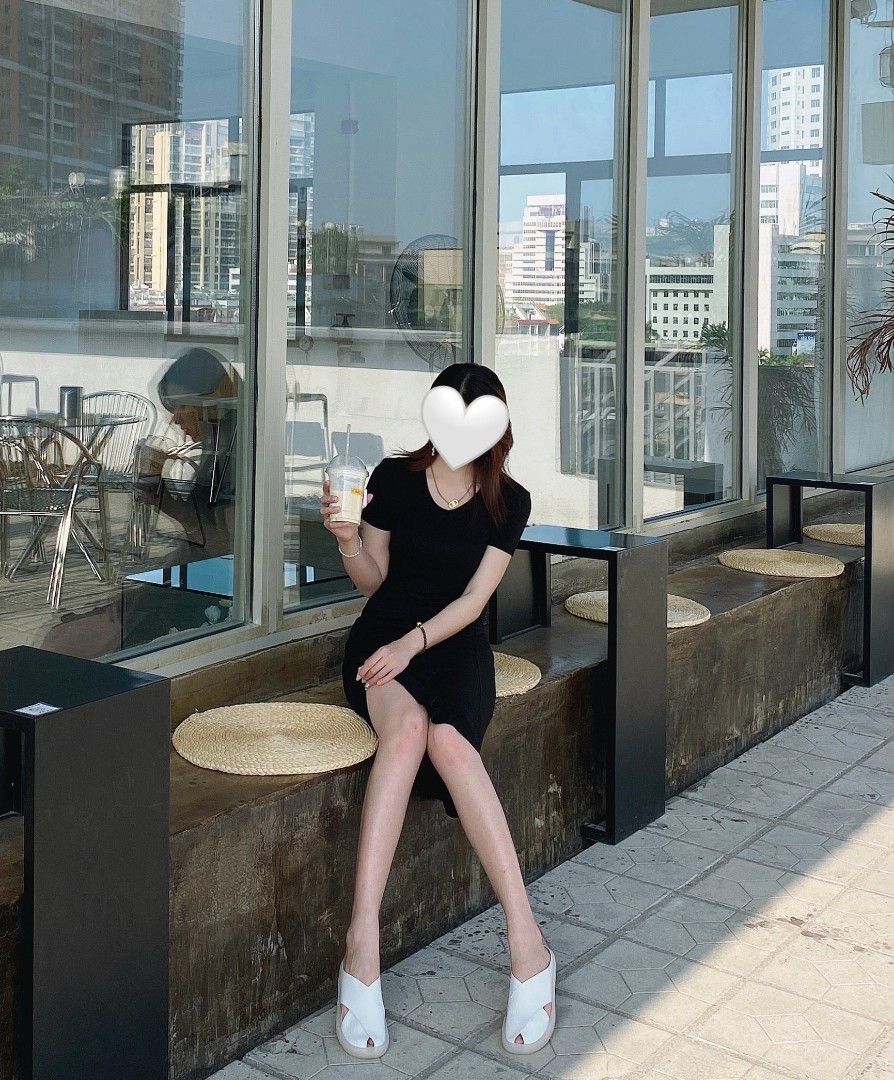 Sexy Black Leg Split Fashion Dress, Women's Fashion, Dresses & Sets