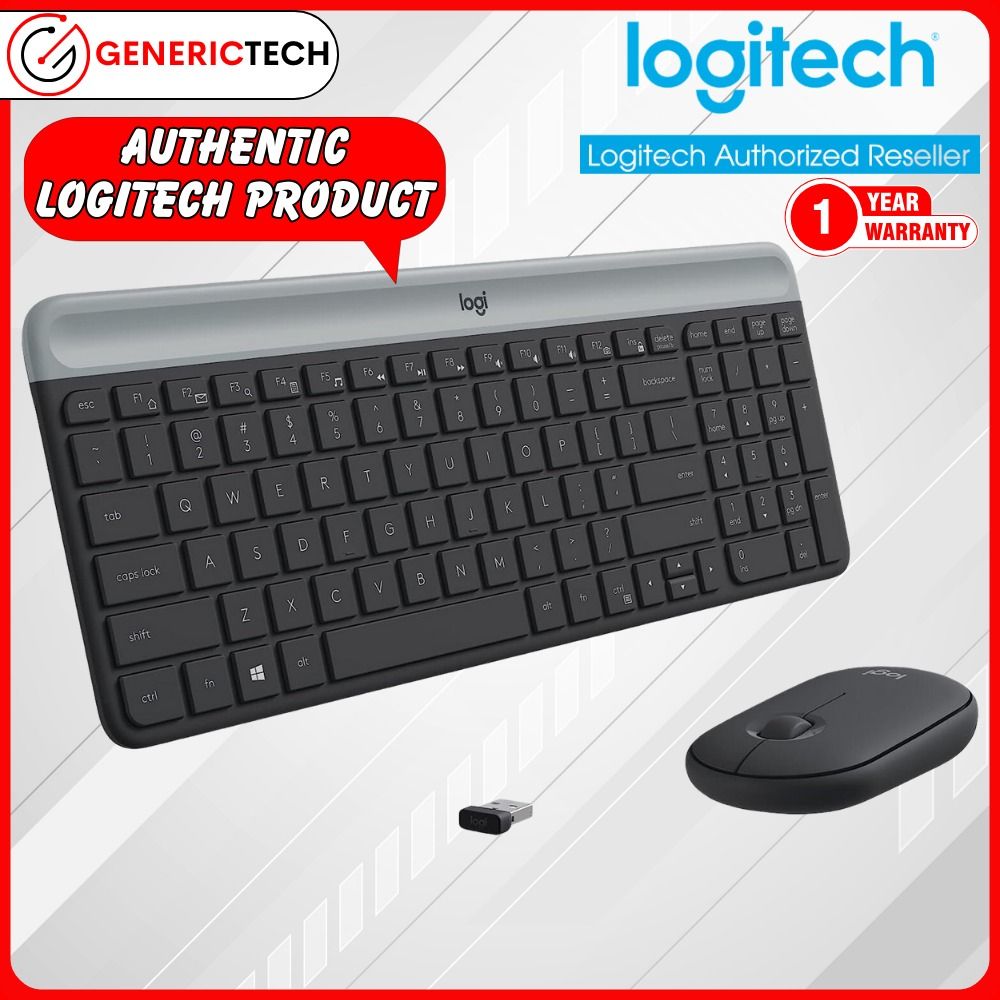 SG Logitech MK470 Slim Wireless Keyboard and Mouse Combo Low Profile Ultra Quiet Modern Compact Plug and Play Connectivity 2.4 GHz USB Receiver