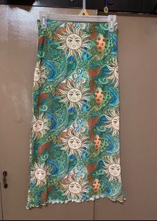 Shein paisley and sun print midi skirt