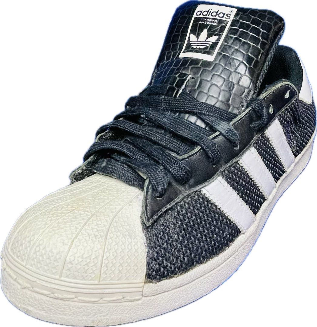 Size 7.5 UK Adidas Superstar Shoes Black White Shell Toe Croc Tongue Shoes Sneakers Kasut Saiz 7.5 UK Men s Fashion Footwear Sneakers on Carousell