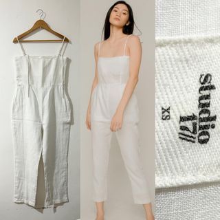 🌸 SALE 🌸 STUDIO 17 White 100% Linen Lined Jumpsuit