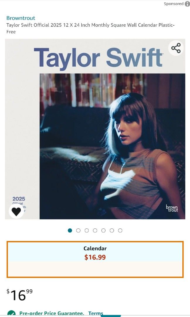 Taylor Swift 2025 Official 16Month Calendar. 2025年16個月年曆！預購中！Pre