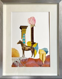 Untitled Series Horse Art No.1 17.5 x 12.5 inches Original Collage Artwork with FRAME