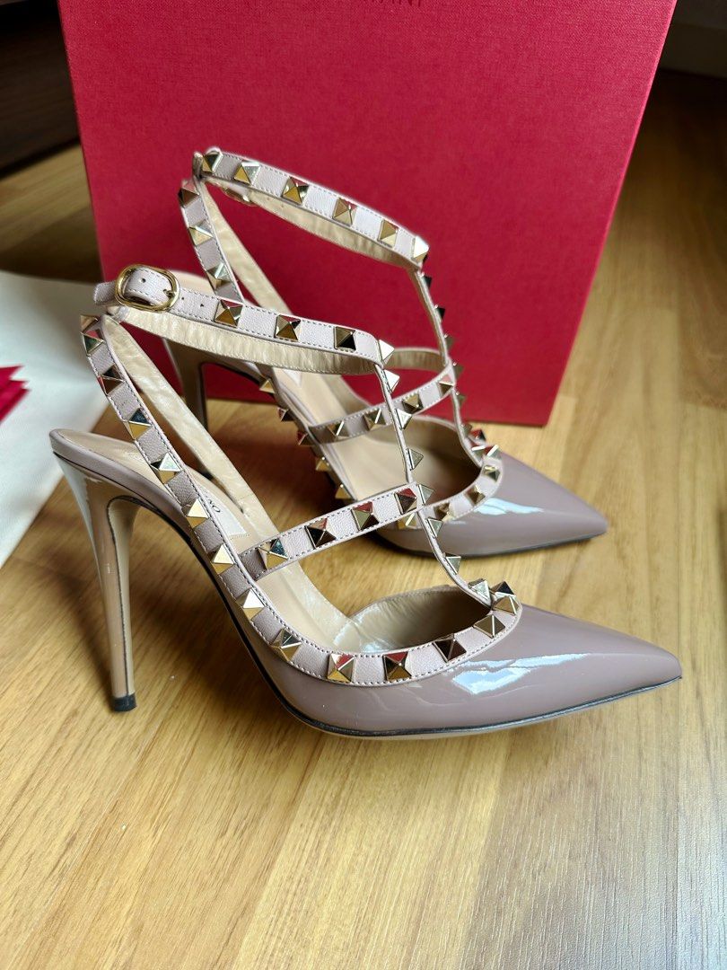 Valentino Garavani Rockstud Ankle Strap Heels EU 37.5 Luxury Sneakers Footwear on Carousell