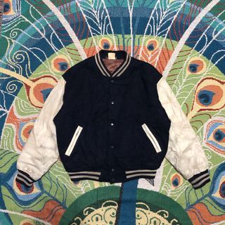 Vintage 80's paradise farmer john brand, Leather wool material, Varsity jacket
