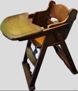 Wooden high chair and stroller